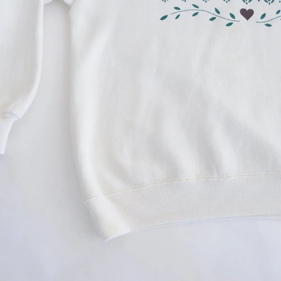 Vintage Gopher Sport White Puff Print Floral Heart Purple Collared Sweater XL - Picture 7 of 11